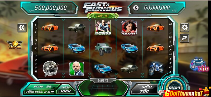 Fast & Furious Slot đại chiến cày hũ siêu hot nhất tại B52 Game